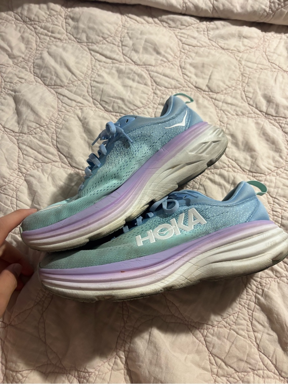 Hoka One One Women's Aqua & Lavender Cushioning Running Sneakers